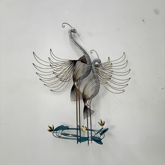 Image 1 of Curtis Jere Vintage Pauw Muurkunst Gesigneerd, 1970