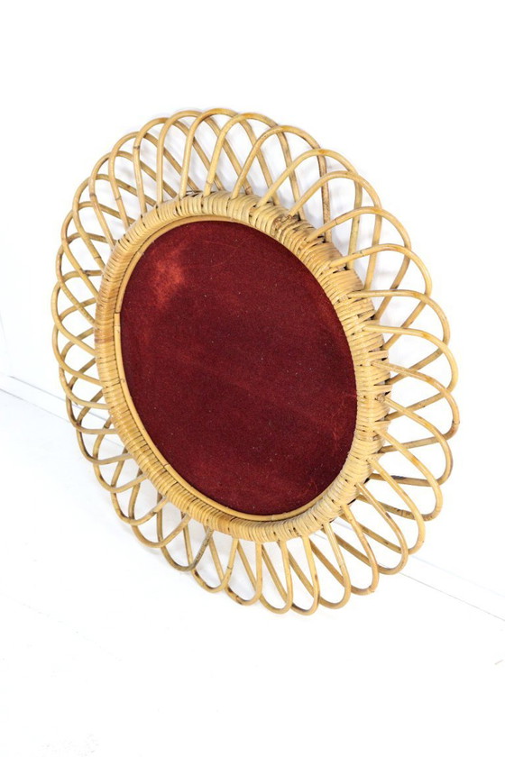 Image 1 of Franco Albini vintage rattan mirror