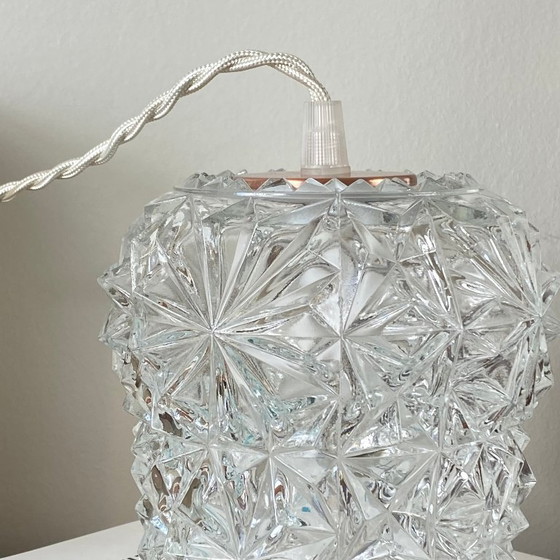 Image 1 of lampada portatile antica a forma di tulipano in vetro trasparente