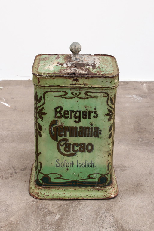 Vintage Berger's Germania-Cacao Bewaarblik 1900-1930