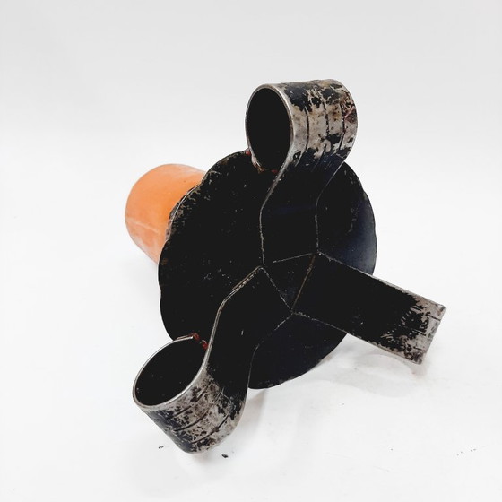 Image 1 of Candélabre vintage en fer forgé des années 70 avec une bougie