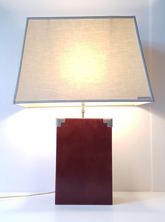 Image 1 of ADNET: Lamp van leer of imitatieleer met lampenkap, vintage leer uit de jaren 70.