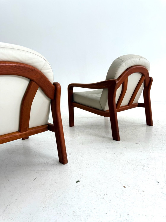 Set di 2 Poltrone danesi vintage, Komfort ‘80 – Legno, Pelle (photo 3 of 10)