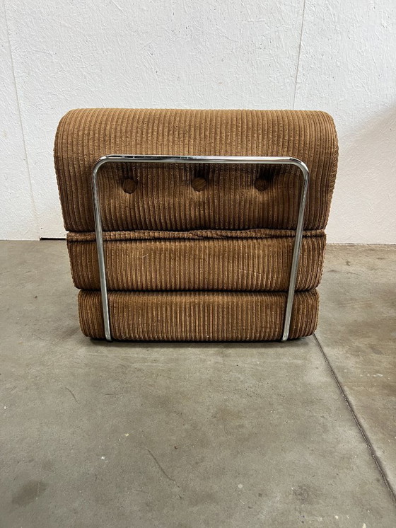 Image 1 of Vintage Fauteuil, Daybed/uitklapbed, Bruin Corduroy, 1970