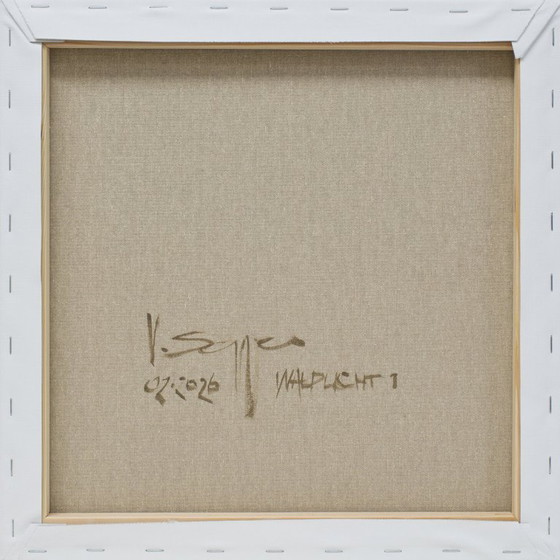 Image 1 of Schilderij "Boslicht 1", handgeschilderd uniek stuk, natuur, landschapsschilderij, acrylverf, 40x40 cm