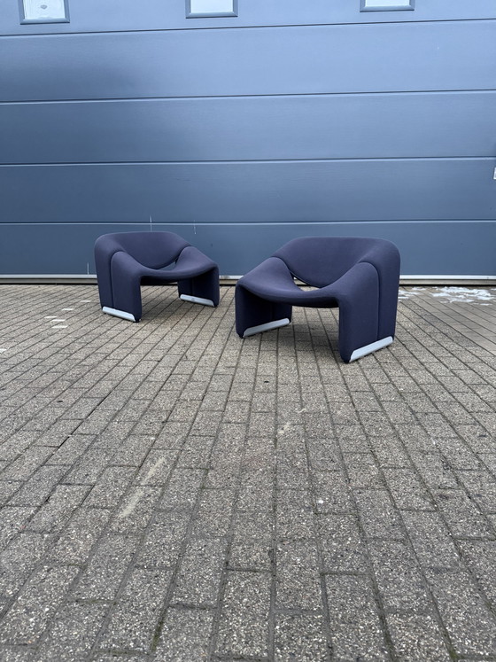 Image 1 of 2x Artifort Groovy F598 Blu Scuro, Ottime Condizioni!