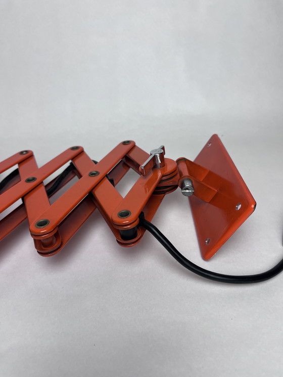 Image 1 of Lampada a forbice vintage Hustadt – Design Space Age – Anni '60/'70 – Arancione e cromo