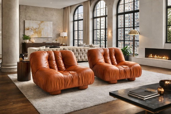 Image 1 of 2X Loungestoelen van Giuseppe Rossi voor Rossi di Albizzate, Italië – jaren 70