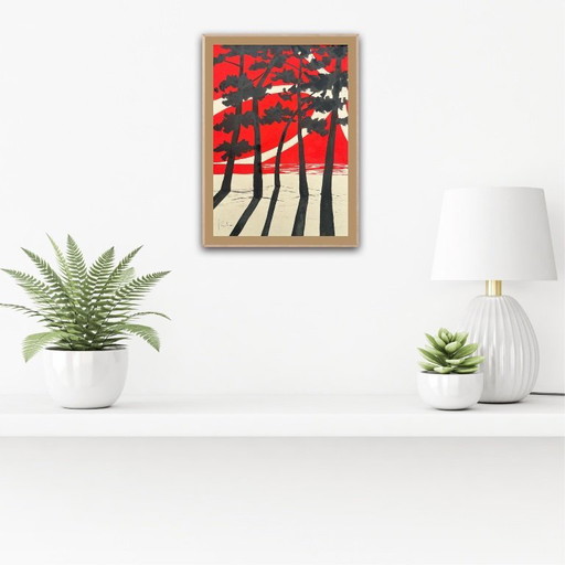 Gouache en inkt op natuurpapier.