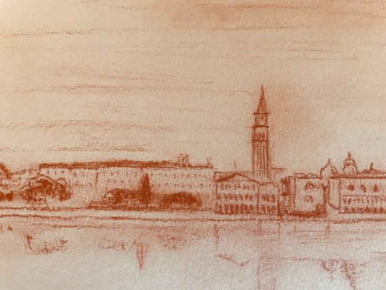 Image 1 of Signed Sanguine Landscape View of Venice Saint Mark's Square Venice