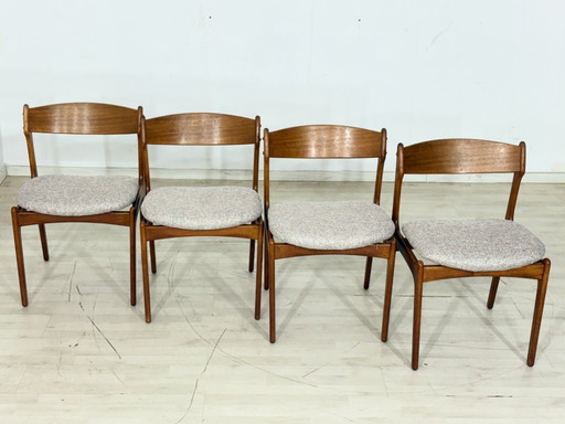 4x Teak Stühle Esszimmerstühle von Erik Buch für OD Møbler Model 49 Vintage