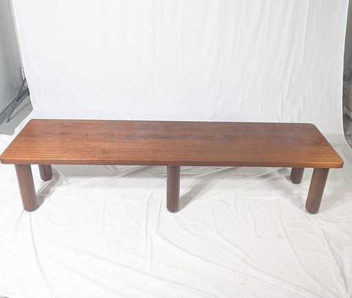 Italian Japandi walnut and ebony Bench, 60s 