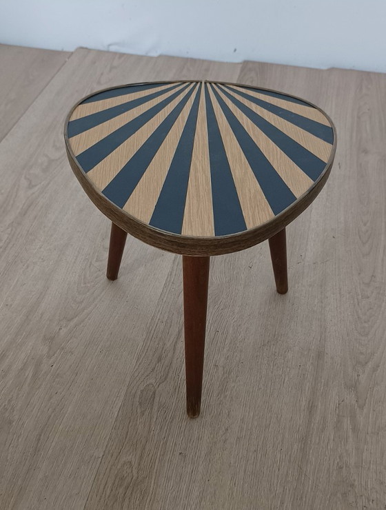 1950s Side Table with Setting Sun Motif – Wood (photo 2 of 8)