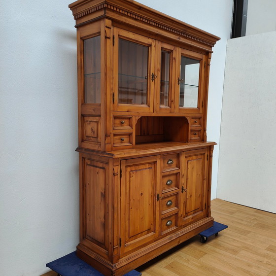Image 1 of Vintage French Country Pine Buffet Cabinet Wall Cupboard Kitchen Cupboard