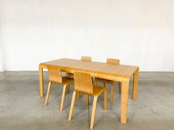 Image 1 of Bamboo Dining Set Table and Chairs by Henrik Tjaerby for Artek Studio, Set of 5