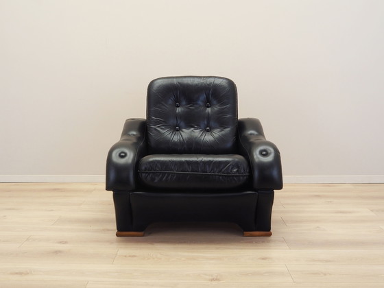 Image 1 of Schwarzer Sessel, Italienisches Design, 1980er Jahre, Produktion: Italien