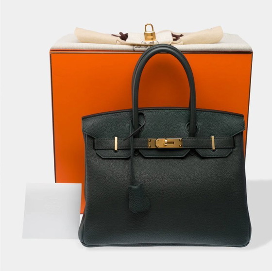 Image 1 of Sac HERMES Birkin 30 en Cuir Vert - 103372 Prix de vente