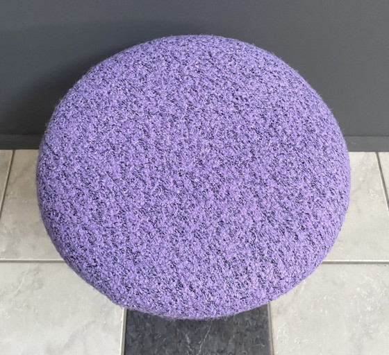 Image 1 of Purple wool round stool 1960s