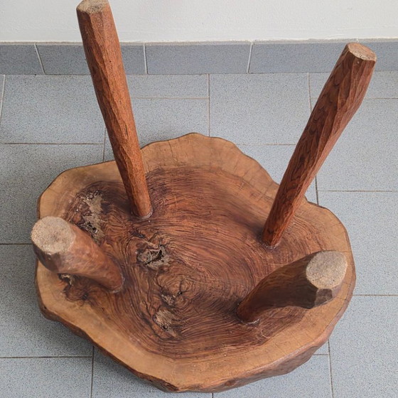 Image 1 of Brutalist side table, 1970s, oak, DLG Jean Touret, Marolles