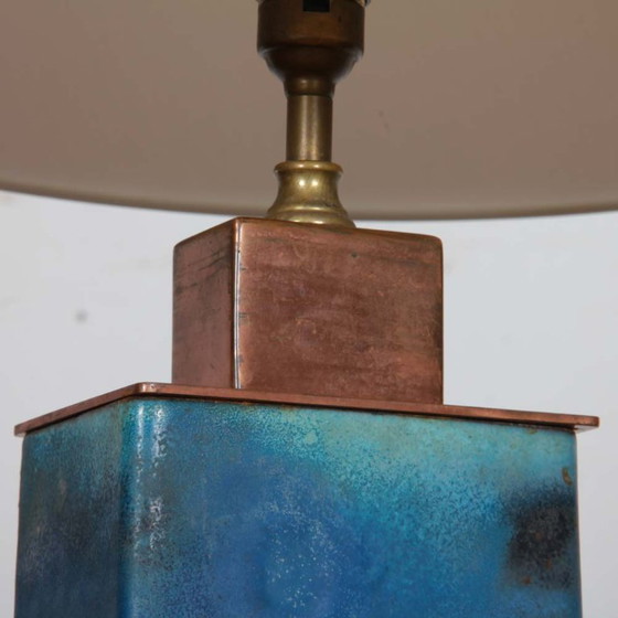 Image 1 of Enamelled metal table lamp from the 1950s