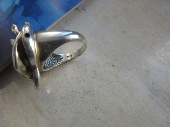 Modernist Sterling Silber Ring, gemarkt Italien und 925, große Größe, Dekorative Objekte (Foto 14 von 15)