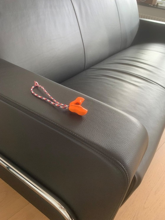 Image 1 of Divano a 3 posti in pelle nera Gispen 441