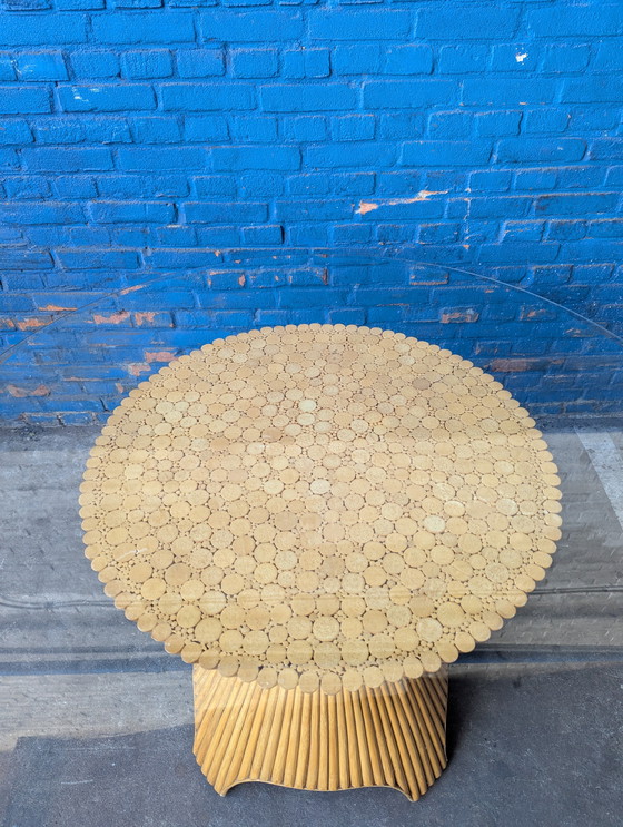 Image 1 of Table de salle à manger vintage McGuire en verre et bambou 1970