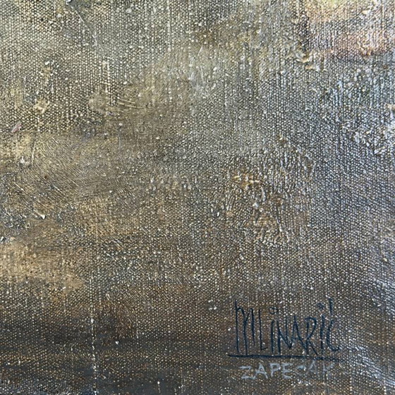 Pavao Mlinarić – "Lika's Hearthside" – Großes Ölgemälde auf Leinwand (Kroatische Naive Kunst) (photo 4 of 5)