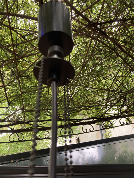 Image 1 of Pair of Chromed Metal Hangers, German Manufacture, 80's Hoffmeister Leuchten House