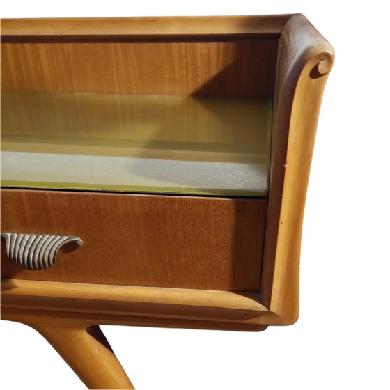 Image 1 of Coiffeuse italienne sur mesure des années 1950, fabriquée par La Permente en bois de cerisier.