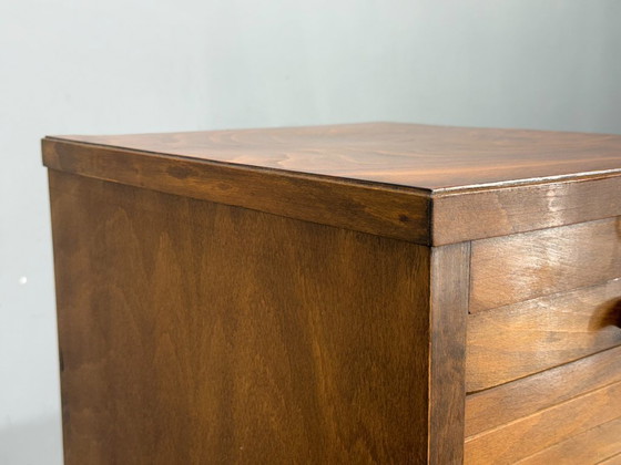 Image 1 of Art Deco Beech Tambour Office Cabinet, Czechoslovakia 1940s