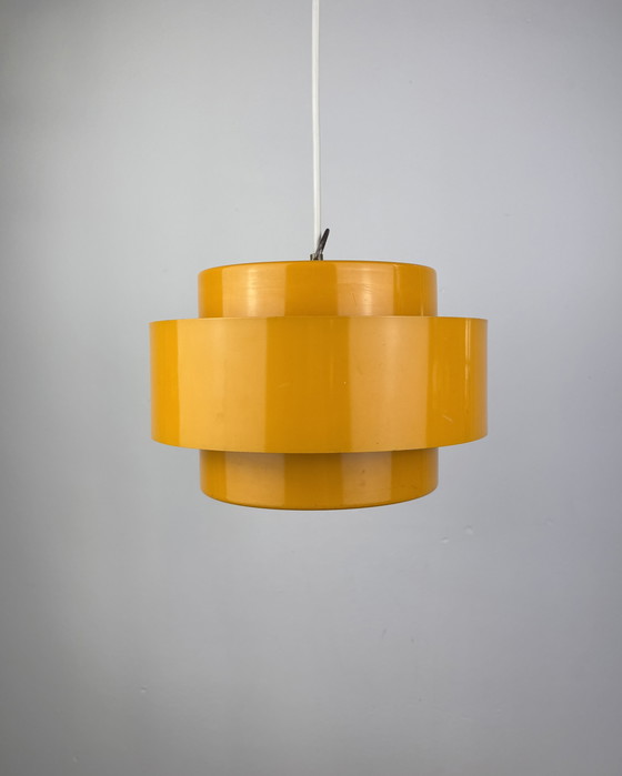 Image 1 of Space Age Ceiling Lamp, Fog & Mørup, 1960s Yellow, Denmark, Minimalistic Design, Retro-Futuristic Lamp, Sputnik Design Jo Hammer