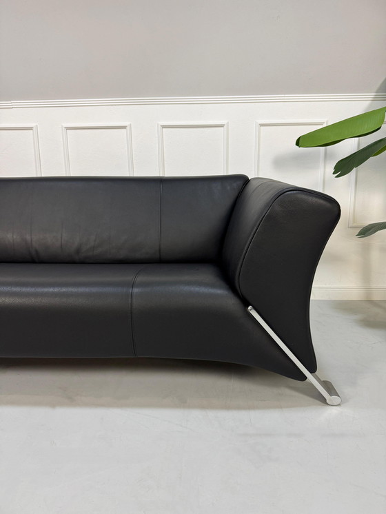 Image 1 of Divano di design in pelle nera Rolf Benz 322