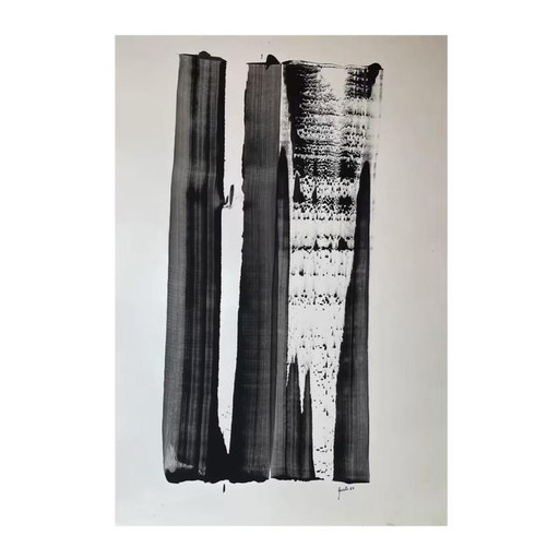 André Engels, Composition Abstraite, Techniques Mixtes sur Papier, 1964