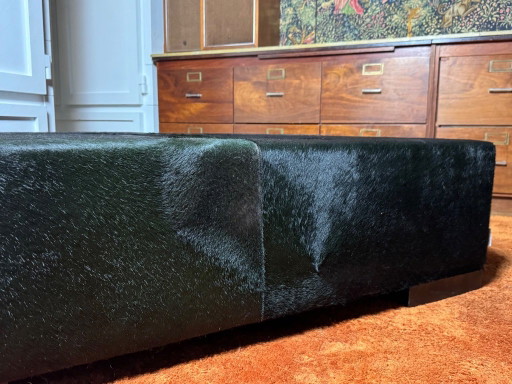 Tabouret XXL CASA MILANO ITALIA en fourrure noire – hockers en poefs, Leather (photo 2 of 10)