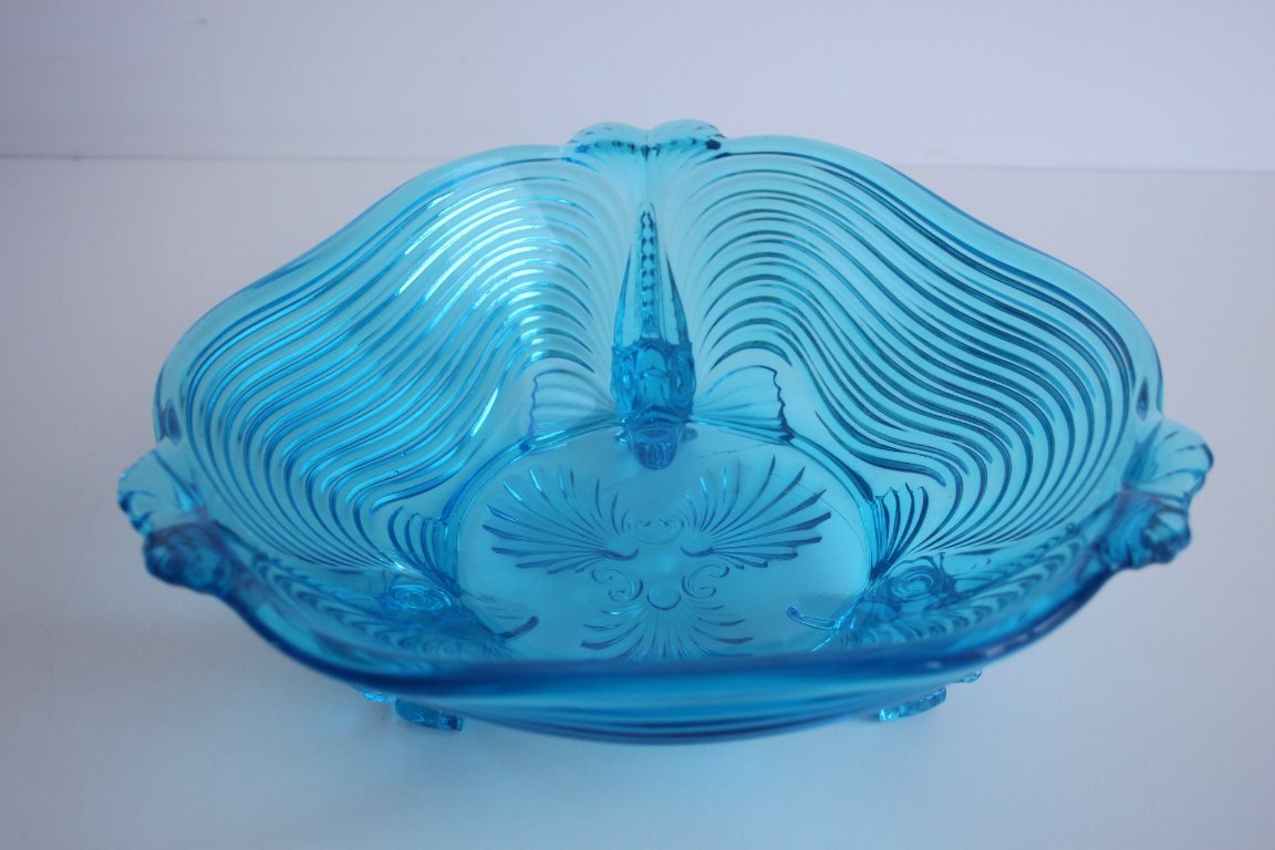 Rare Art Deco Glass Josef Inwald With Fish Feet Bowl-Gorgeous Rich