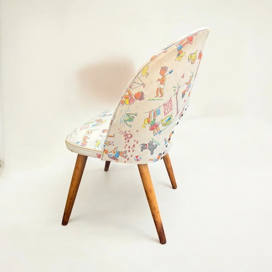 Image 1 of Sedia retrò per bambini nella tipica forma degli anni '50 con motivo scolastico, made in Germany
