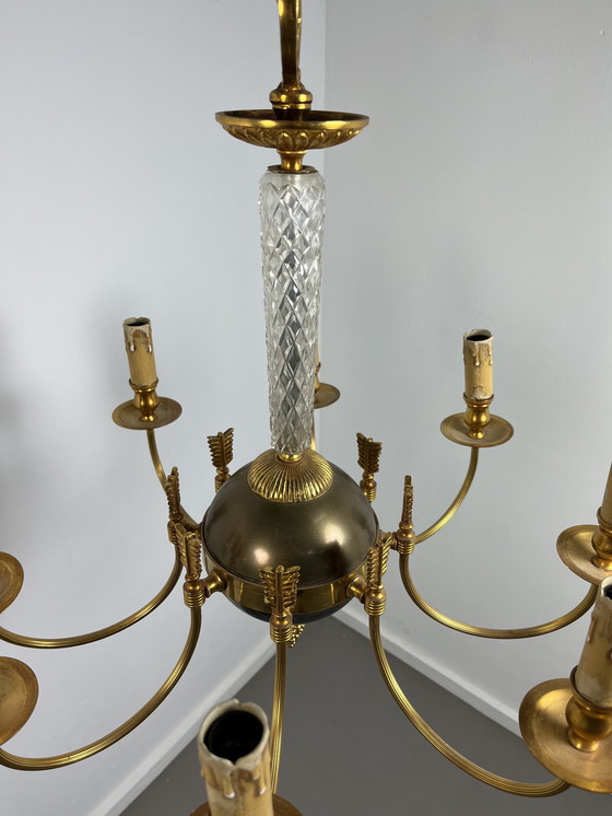 Image 1 of Vintage 1940s/50s gold plated French chandelier