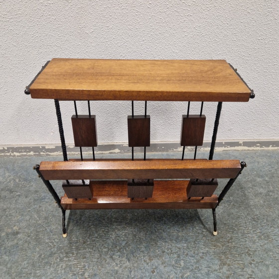Table à Revues Années 60 Table d'Appoint Porte-revues Porte-journaux – Tables d'appoint, Metal, Wood (photo 11 of 11)