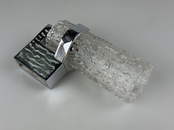 Image 1 of Applique des années 60 70 Applique en verre & chrome Brutalist Germany Design