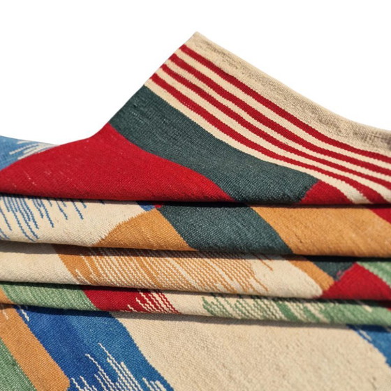 Handgeweven wollen kilimtapijt | Modern ikat-design | Verkrijgbaar in verschillende maten (photo 2 of 11)