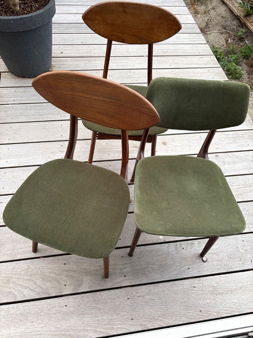 Drei Esszimmerstühle von Louis van Teefelen – Reparaturen – eetkamerstoelen, Textile, Wood