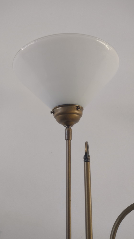 Image 1 of Vintage Brass Floor Lamp With Milk Glass