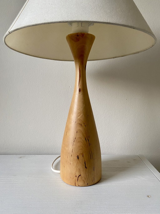 Vintage Scandinavian Wooden Table Lamp