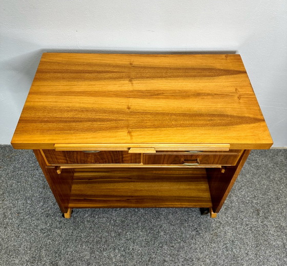 Mid Century Bar Cart Side Table 50s 60s Vintage, Wood, Brown (photo 13 of 15)