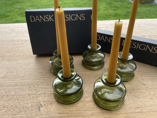 Set of 5 Dansk Design "Inkwell" candlesticks from the 1960s