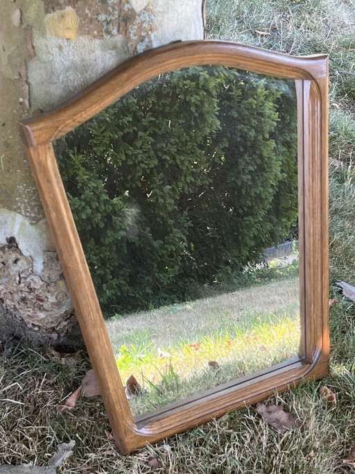 Miroir vintage de style danois du milieu du siècle – bois organique (environ 60x50cm)