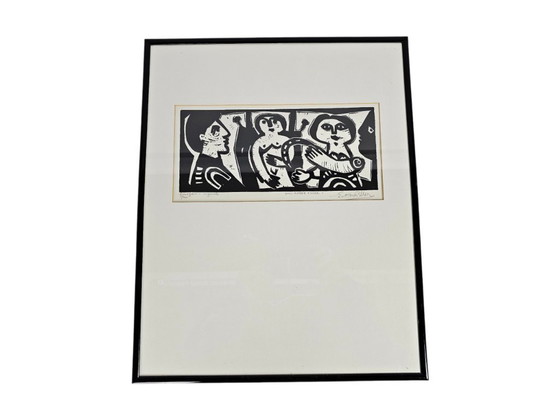 Image 1 of Eugène FIDLER (1910-1990) - Lino engraving originale - 'Pour Eugene Fidler' - 6/100