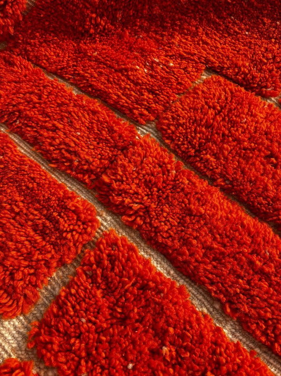 Image 1 of Handmade Moroccan Mrirt Rug – Burnt Orange Wool Rug 200x300 cm – Modern Textured Carpet – Bold Abstract Design – Large Living Ro