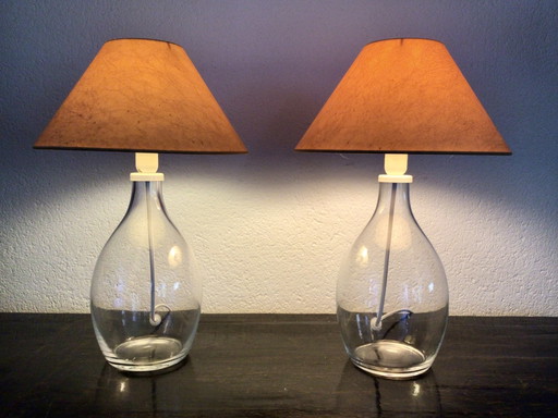 Set of 2 Vintage IKEA Table Lamps with Shade – tafellampen, Glass, Paper